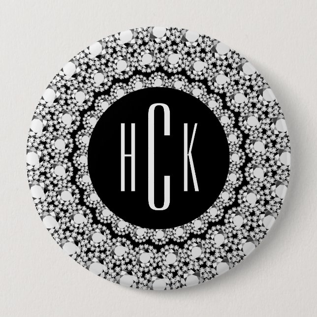 Mit Monogramm Schwarzweißdiamanten Button (Vorderseite)