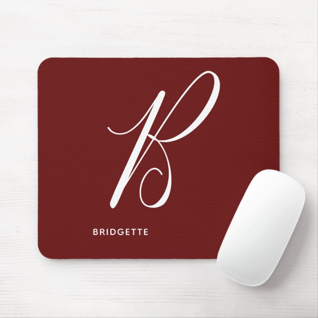 Mit Monogramm Script Letter B Autumn Red Mousepad (Mit Mouse)