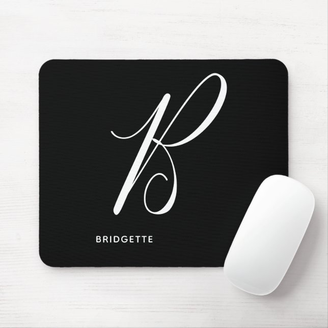 Mit Monogramm Script Letter B Black & White Mousepad (Mit Mouse)