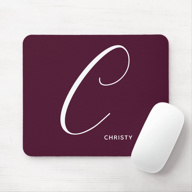 Mit Monogramm Script-Letter C Burgund Mousepad (Mit Mouse)