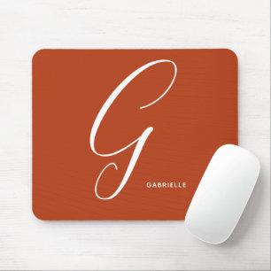 Mit Monogramm Script Letter G Burnt Orange Mousepad