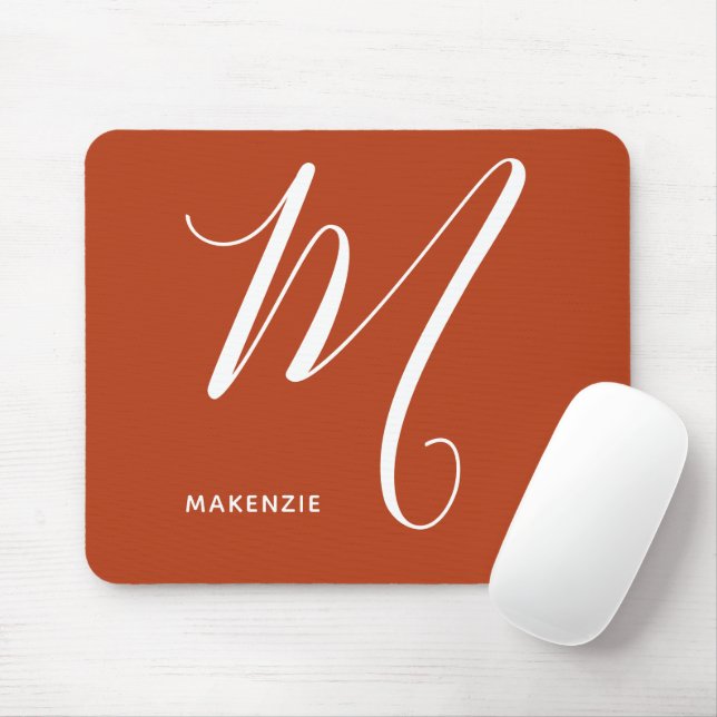 Mit Monogramm Script Letter M Burnt Orange Mousepad (Mit Mouse)