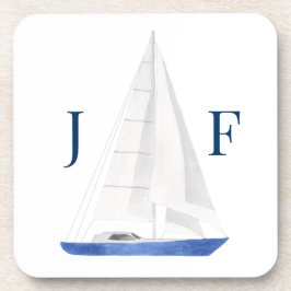 Mit Monogramm Segel mit Wasserfarbe Getränkeuntersetzer