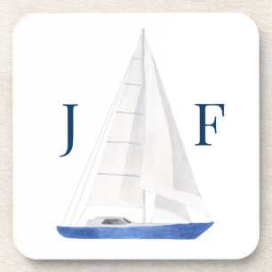 Mit Monogramm Segel mit Wasserfarbe Getränkeuntersetzer