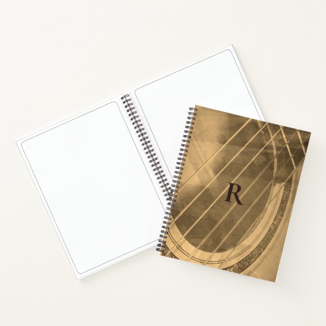 Mit Monogramm Sepia-akustische Gitarre Notizbuch (Innenseite)