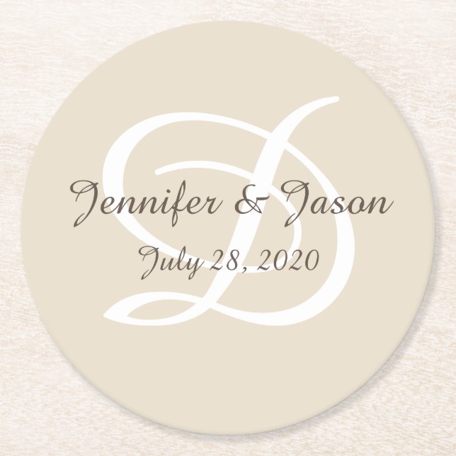 Mit Monogramm Set von Untersetzer aus Papier (Vorderseite)
