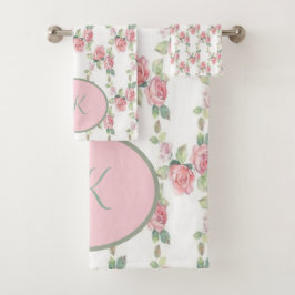 Mit Monogramm Shabby Chic Rosa Rose Badhandtuch Set