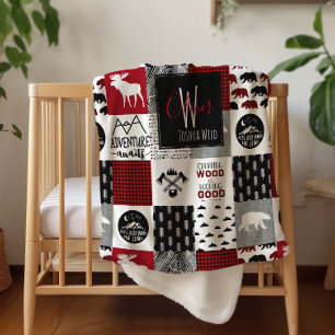 Mit Monogramm Sherpa Blanket   Lumberjack Wilderne Sherpadecke