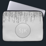 Mit Monogramm Silber Drilling Glitzer Girly Laptopschutzhülle<br><div class="desc">Girly Silver Imitats Dripping Glitzer und sparkle elegante Monogram Laptop Gehäuse. Dieser mit Monogramm Fall kann so angepasst werden,  dass er Ihren Anfangs- und Vornamen enthält.</div>