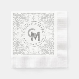 Mit Monogramm Silberhochzeit Napkins Herzgrenze Serviette