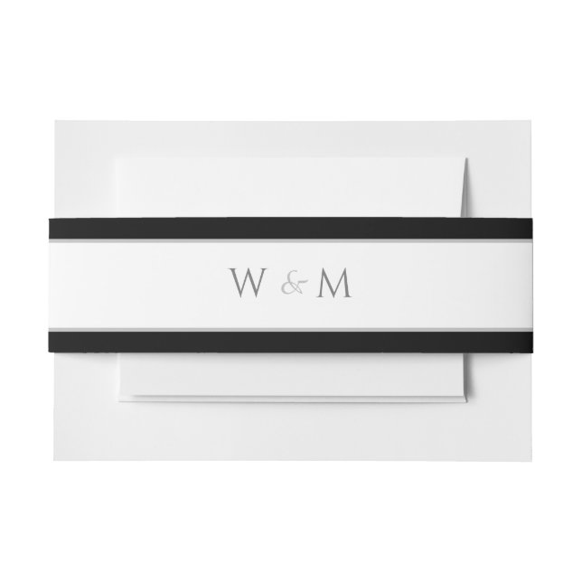Mit Monogramm Silberner Schriftart Schwarz-weiß Ho Einladungsbanderole (Vorderseite Beispiel)