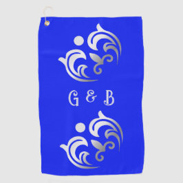 Mit Monogramm Silver on Blue | Golfhandtuch