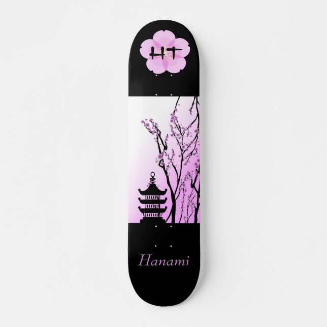 Mit Monogramm Skateboard für Japanisch Cherry Blos (Vorne)