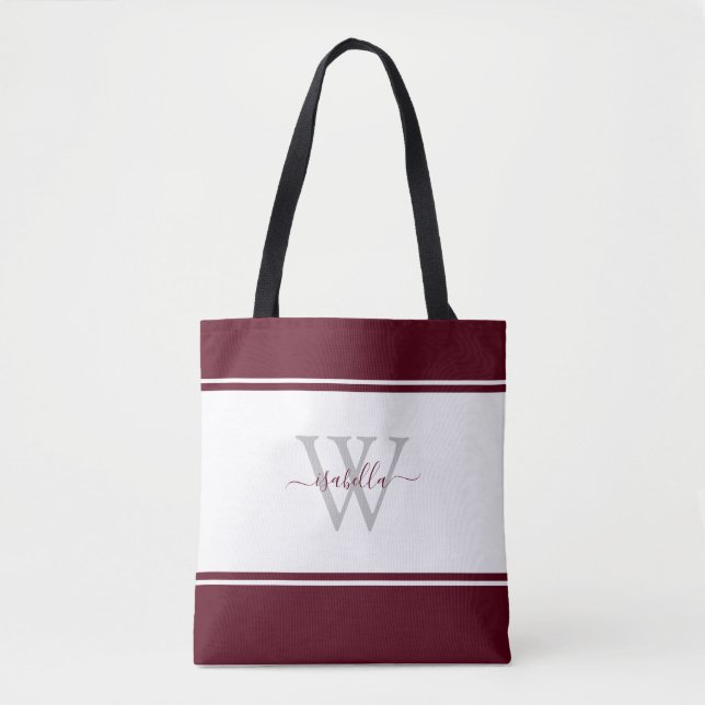 Mit Monogramm Skript - Erstmaliges Burgundy Tasche (Vorderseite)