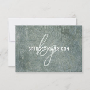Mit Monogramm Slate Blue Gray Pinsel gestrichen Mitteilungskarte
