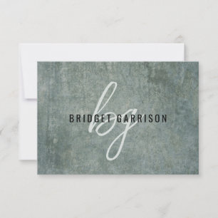 Mit Monogramm Slate Blue Gray Pinsel gestrichen Mitteilungskarte