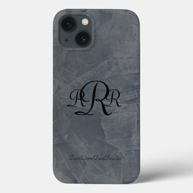 Mit Monogramm Slate Gray Plaster Muster Case-Mate iPhone Hülle (Rückseite)