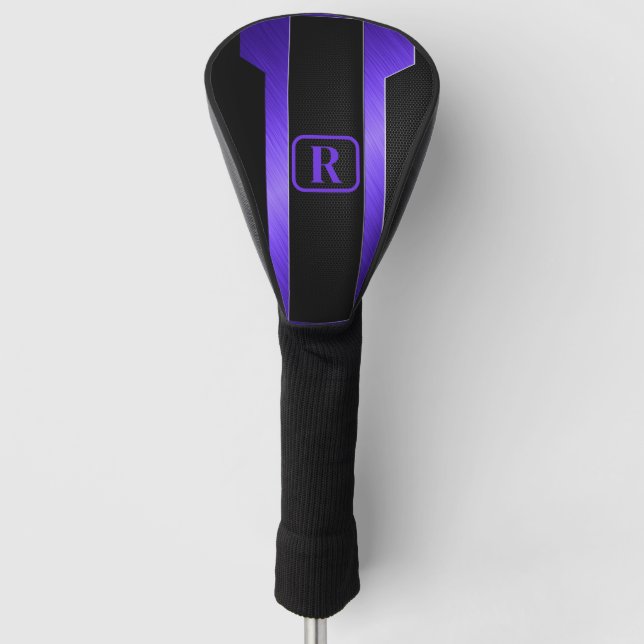 Mit Monogramm Sleek Lila Metal Golf Headcover (Vorderseite)