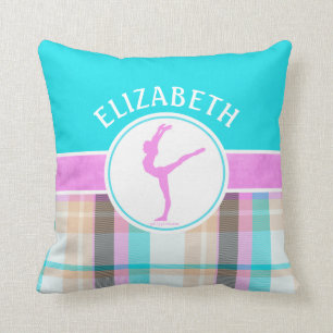 Mit Monogramm Sommertartan-Gymnastik-Golly Mädchen Kissen