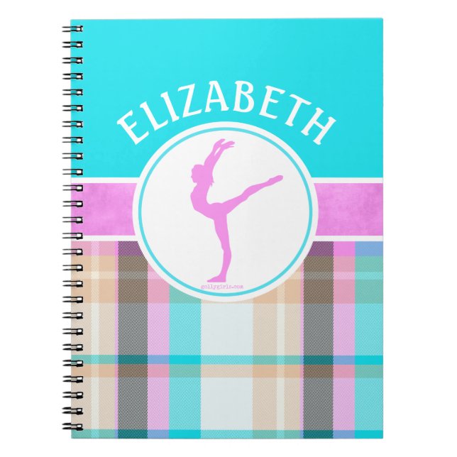 Mit Monogramm Sommertartan-Gymnastik-Golly Mädchen Notizblock (Vorderseite)