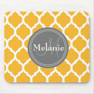 Mit Monogramm Sonnenblume Gelb & Grau Mousepad