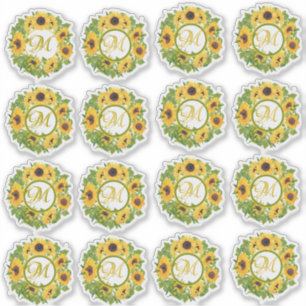 Mit Monogramm Sonnenblumen Muster dekorativ Aufkleber