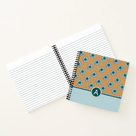 Mit Monogramm Sonnenblumen Tiny Blue Orange Blume Notizbuch