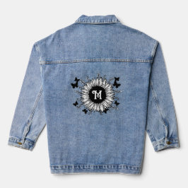 Mit Monogramm Sonnenblumen und Schmetterlinge Jeansjacke