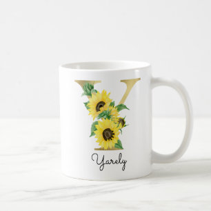 Mit Monogramm Sonnenblumenblume Kaffeetasse