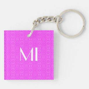 Mit Monogramm Spaß Elegantes Abstraktes rosa Muste Schlüsselanhänger
