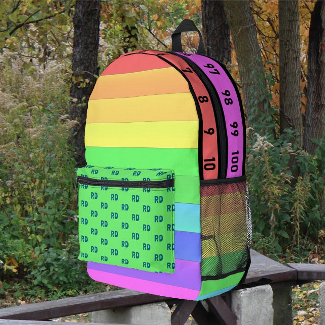Mit Monogramm Spaß, helle Regenbogenstreifen, Zahl Bedruckter Rucksack (The fun backpack for every place.
)
