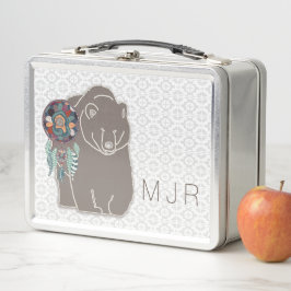 Mit Monogramm Spirit Bear Indianerin American Brow Metall Brotdose