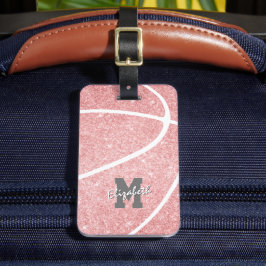 mit Monogramm Sportgeschenke Mädchen rosa Basketba Gepäckanhänger