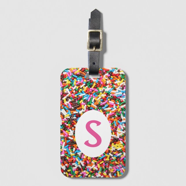 Mit Monogramm Sprinklen Gepäckanhänger (Vorderseite Vertikal)