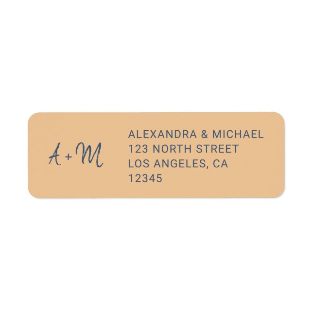 Mit Monogramm staubige Rose Marine Skript Hochzeit (Vorne)