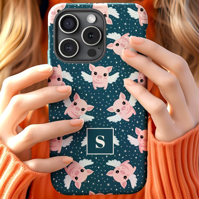 Mit Monogramm Sternenschweinchen Case-Mate iPhone Hülle (Von Creator hochgeladen)