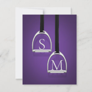 Mit Monogramm Stirrup Irons Dark Lila Reittier Mitteilungskarte