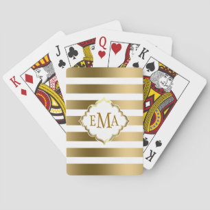 Mit Monogramm Streifen aus Gold und Weiß Spielkarten