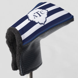 Mit Monogramm Streifen in Royal Blue und White Golf Headcover
