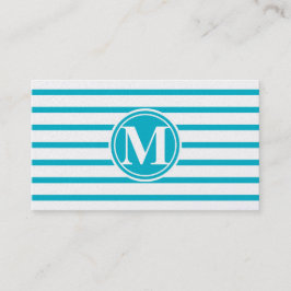 Mit Monogramm Streifen Muster Scuba Blue Visitenkarte