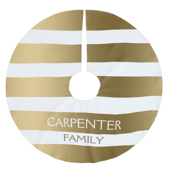 Mit Monogramm Streifen Polyester Weihnachtsbaumdecke (Vorderseite)