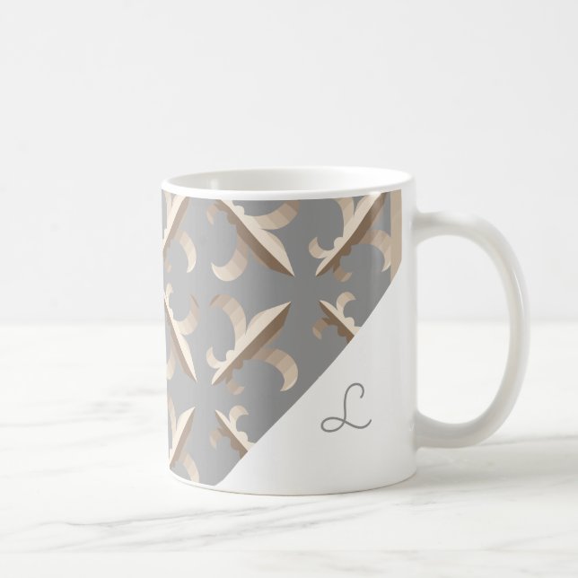 Mit Monogramm Strip-Lilie-Muster Kaffeetasse (Rechts)