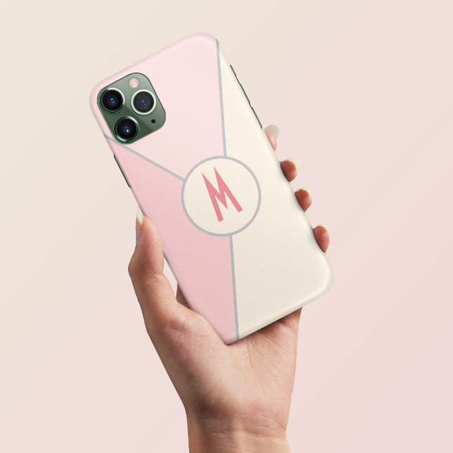 mit Monogramm Stylischer rosa Farbblock Case-Mate iPhone Hülle (Von Creator hochgeladen)