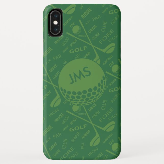 Mit Monogramm subtiles Golfer-Muster Case-Mate iPhone Hülle (Rückseite)