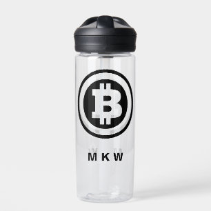 Mit Monogramm Symbol für das Schwarze Bitcoin-Logo Trinkflasche