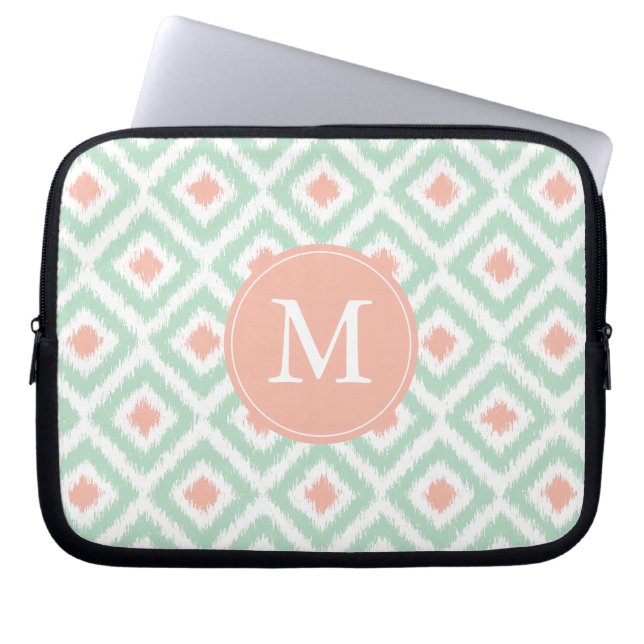 Mit Monogramm tadelloses korallenrotes Diamant Laptopschutzhülle (Vorderseite)