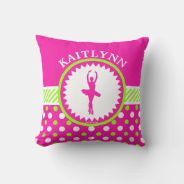 Mit Monogramm Tänzer rosa und grüne Polka-Punkte Kissen