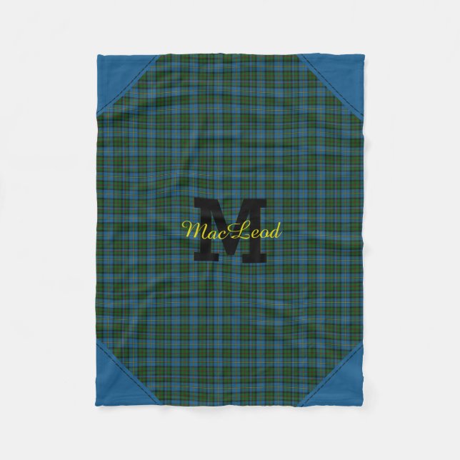 Mit Monogramm Tartan Kariert Fleece Blankon (Vorderseite)