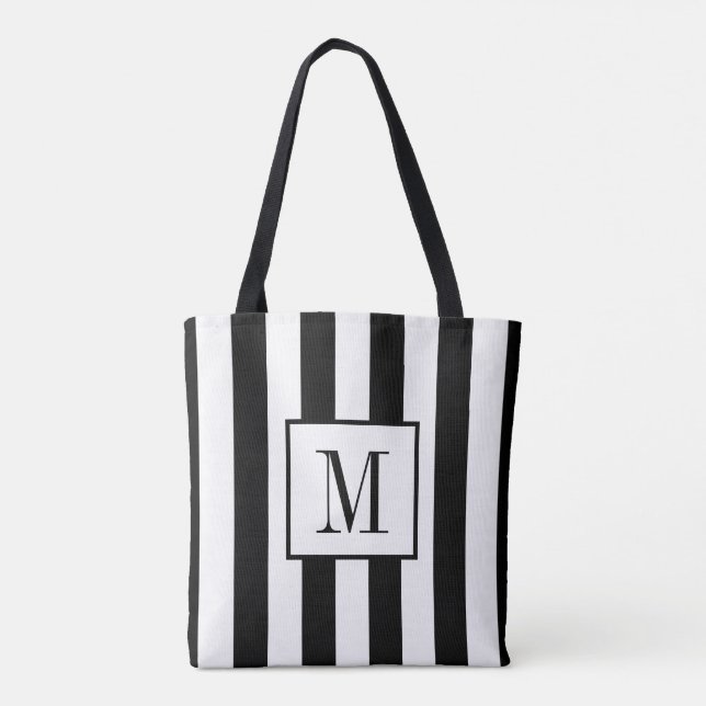 Mit Monogramm Tasche aus Schwarz und Weiß (Rückseite)