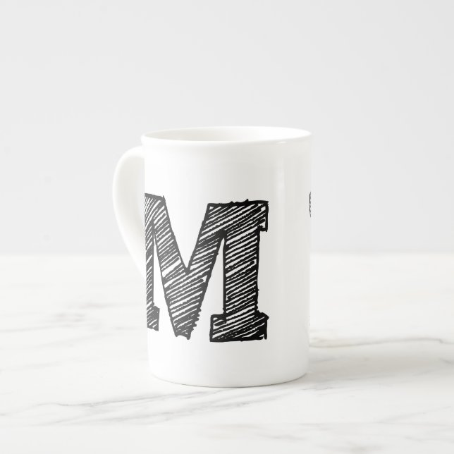 Mit Monogramm Tasse: Buchstabe "M" Prozellantasse (Vorderseite Links)